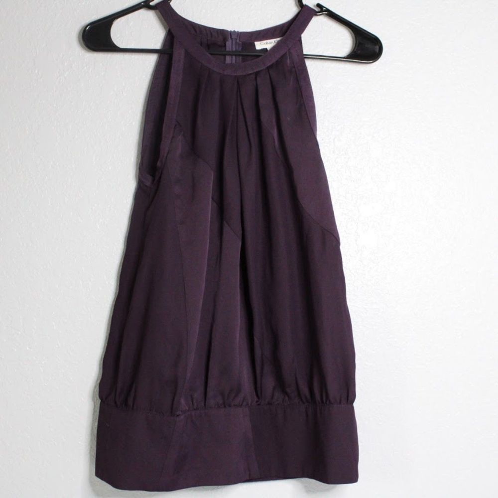 Calvin Klein Womens Size Small Sleeveless Blouse Plum Purple